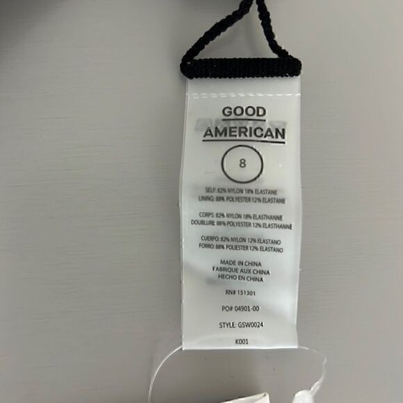 NWT Good American Shapelifter Sporty Grommet Bikini Tank Top in Black Size 8=5XL - Picture 4 of 7